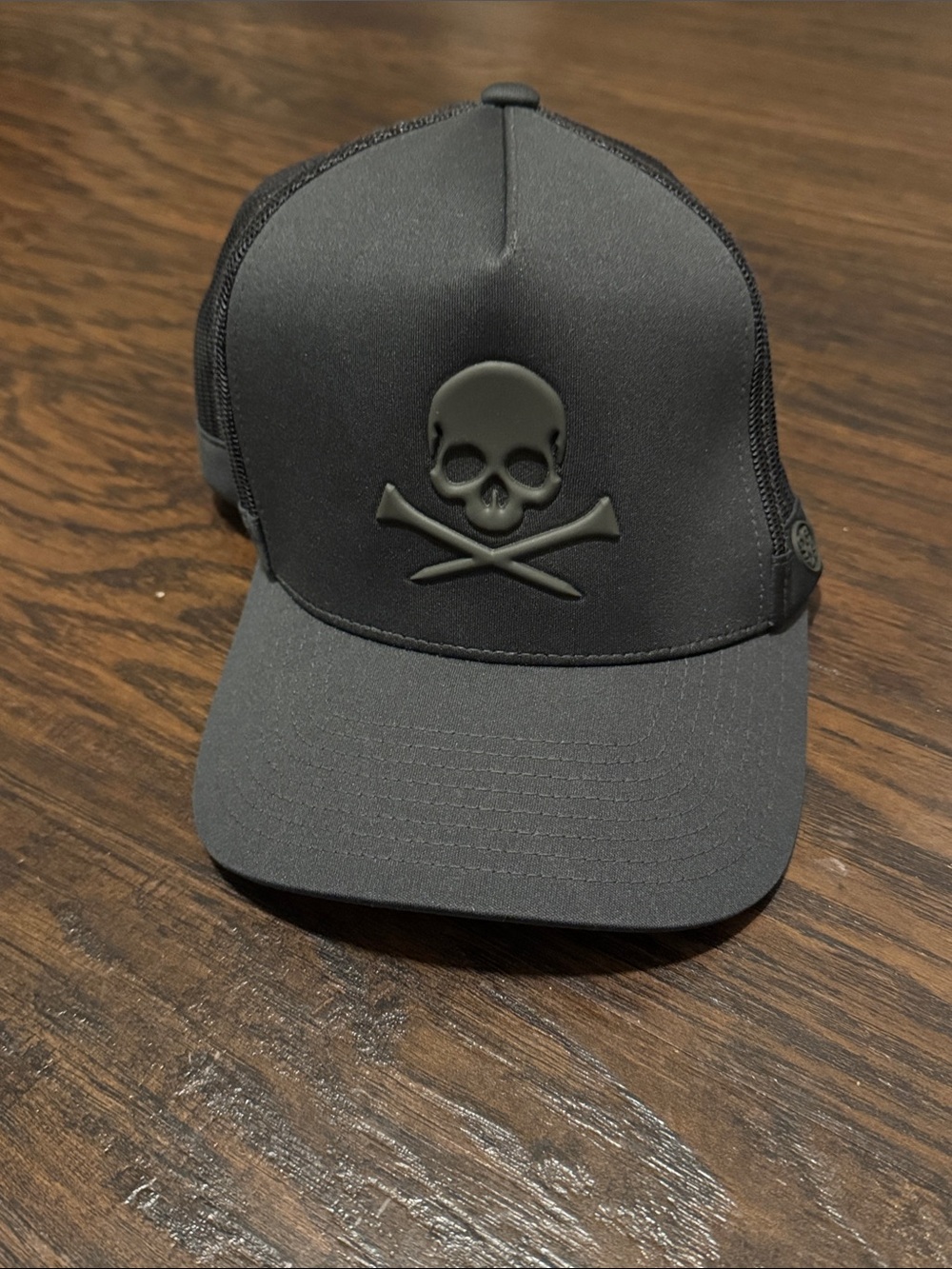 G/FORE Matte Black Skull & Crossbones Trucker Cap